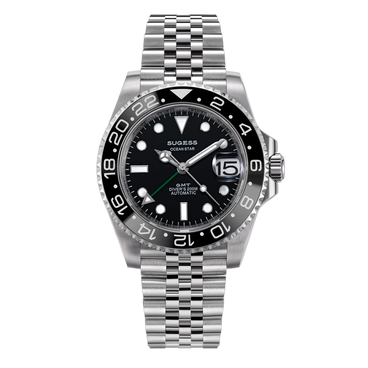 Sugess Black Bezel GMT Jubilee Bracelet black-bezel-gmt-jubilee-bracelet 47.6 mm kol saati