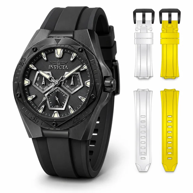 Invicta Speedway Pentora Watch - 45mm, Yellow, White, Black with Interchangeable Strap (51