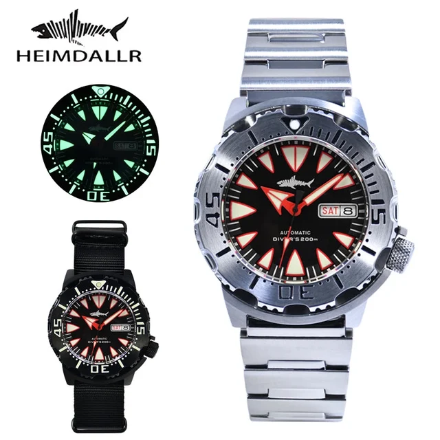 Tandorio HEIMDALLR NH36 Monster Diver Automatic 200m Waterproof PVd Black AR Sapphire Lumi