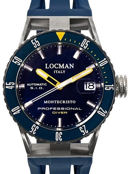 Locman Montecristo 200 Meter Automatic Dive Watch with 44mm Stainless Steel and Titanium Case #513BLYLBL 44 mm kol saati