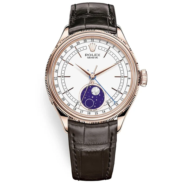 Rolex Cellini Moonphase 50535 White Dial Leather Strap 39mm kol saati