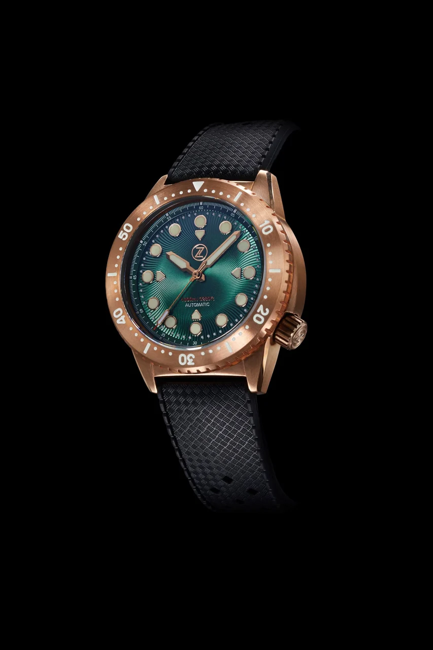 Zelos Great White 1000m Bronze Emerald Green 22 mm kol saati