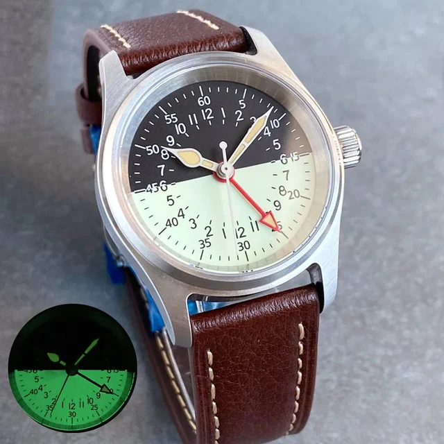 Tandorio Military Watch 20ATM NH34A GMT Movement Sapphire TD166 14:200005100#leather;5:550