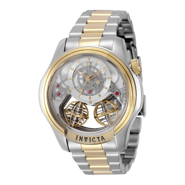 Invicta Specialty Twin-Axis Watch w/ Skeleton Dial - 46mm. Gold. Steel (50124) kol saati