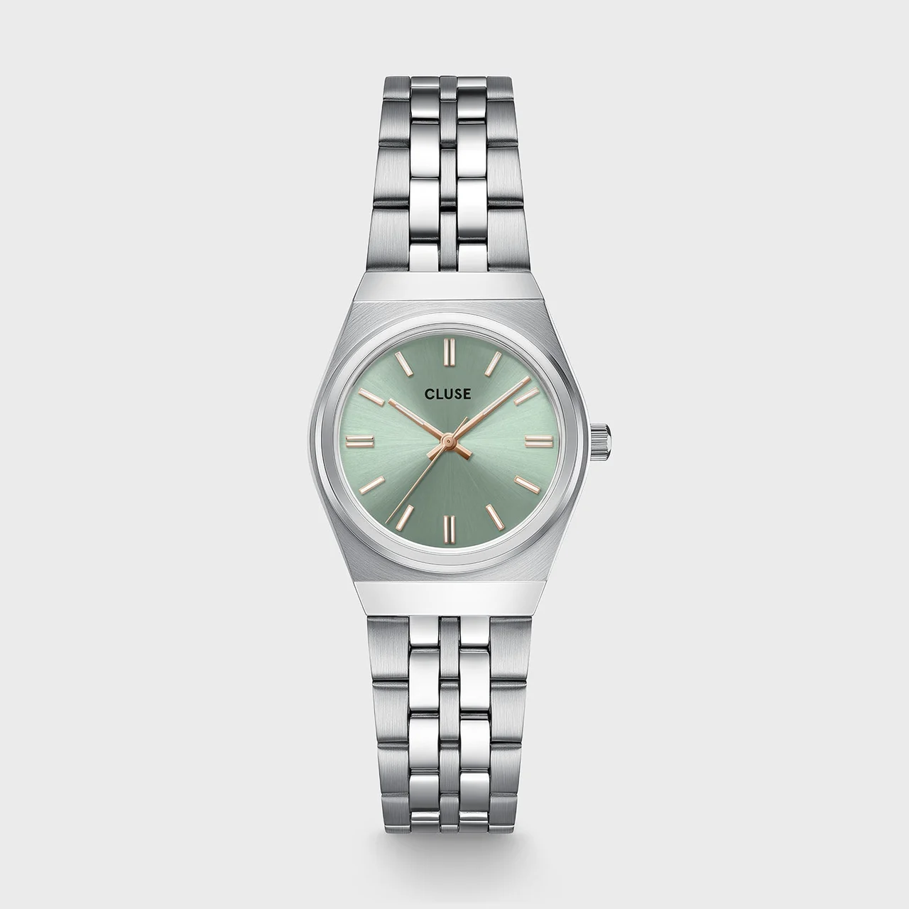 CLUSE Retro 70s Mini Watch Steel, Sage Green, Silver Colour CW16301 26 mm kol saati