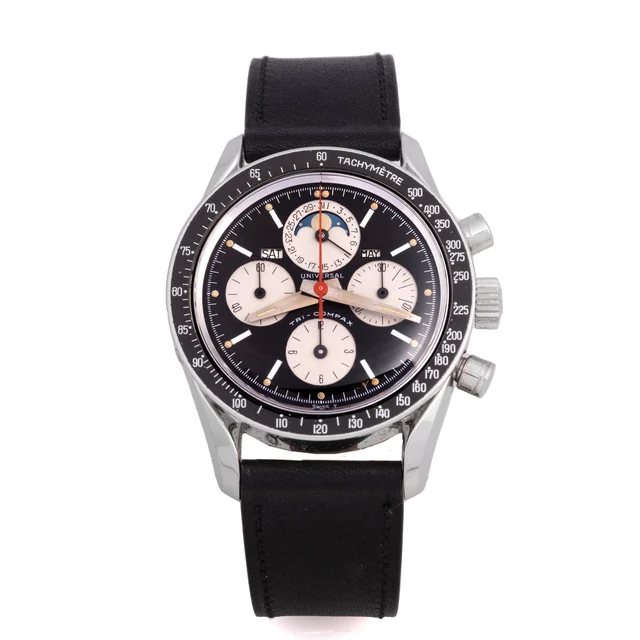 Universal Ref. 881101-02, chronograph, minute and hour counters, triple date à guichets (w