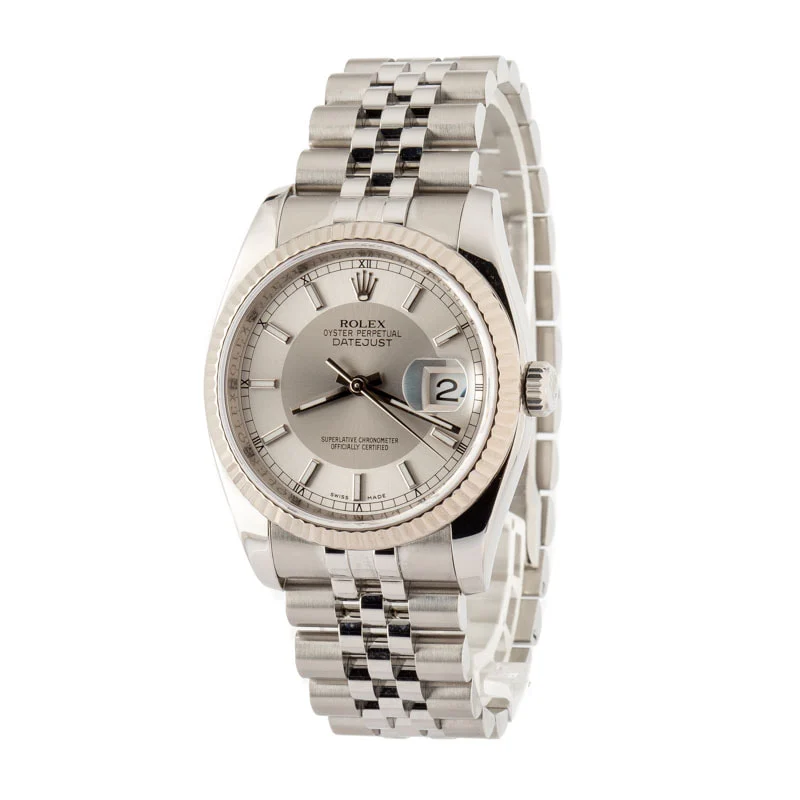 Rolex Datejust 116234 Silver Tuxedo Dial 116234SRSJ 36 mm kol saati