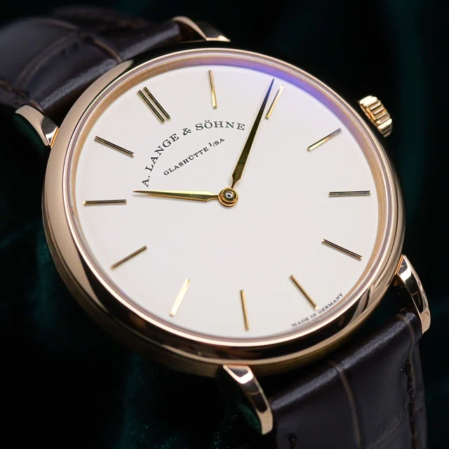 A. Lange & Sohne Lange & Söhne Saxonia Thin White Dial 18K Rose Gold Brown A. Lange & Söhn