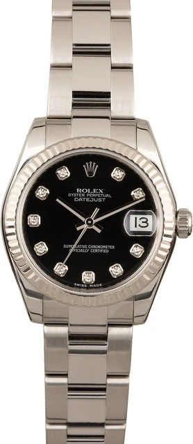 Rolex Mid-Size Datejust 178274 Black Diamond Dial 178274BKDO kol saati
