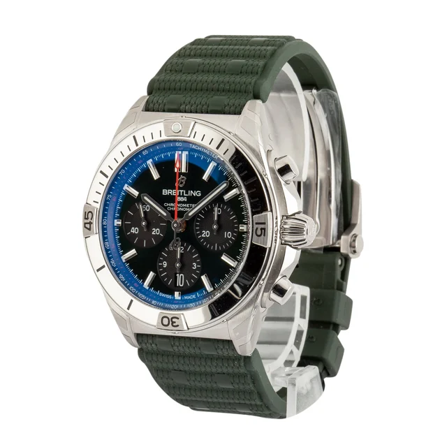 Breitling Green Dial Chronomat B01 42 Steel on Rubber AB0134101L2S1 kol saati