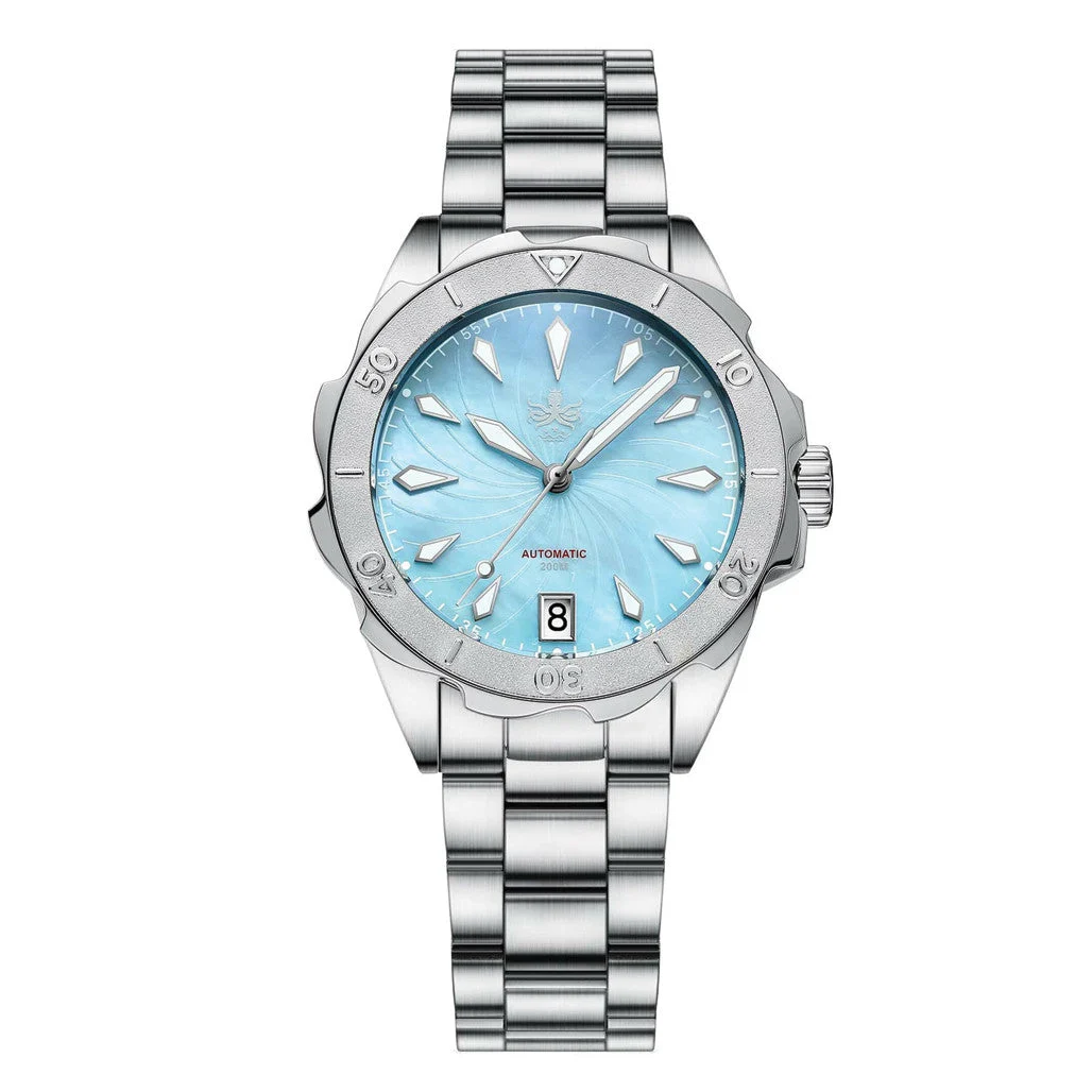 Phoibos Sea Nymph 200M Diver with Aquamarine Blue Dial #PY038B 44 mm kol saati