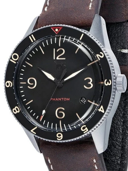Lew and Huey Phantom Automatic Pilot Watch with Domed Acrylic Crystal and Date #WW-P1-DS kol saati