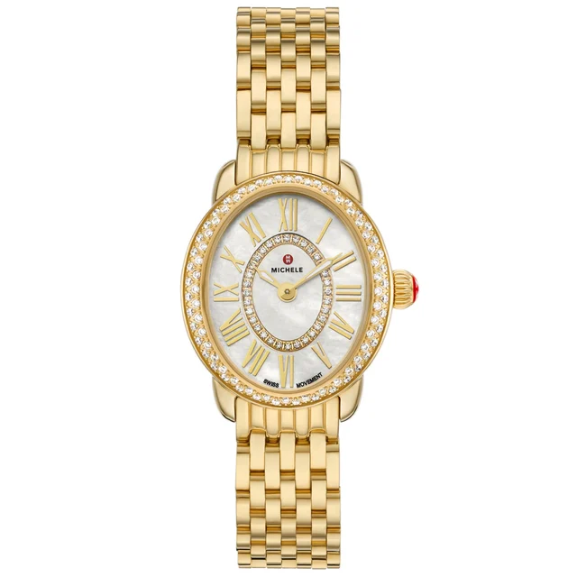 Michele Watches Michele Serein Oval Diamond 18K Gold-Plated Watch, MWW21H000003 kol saati