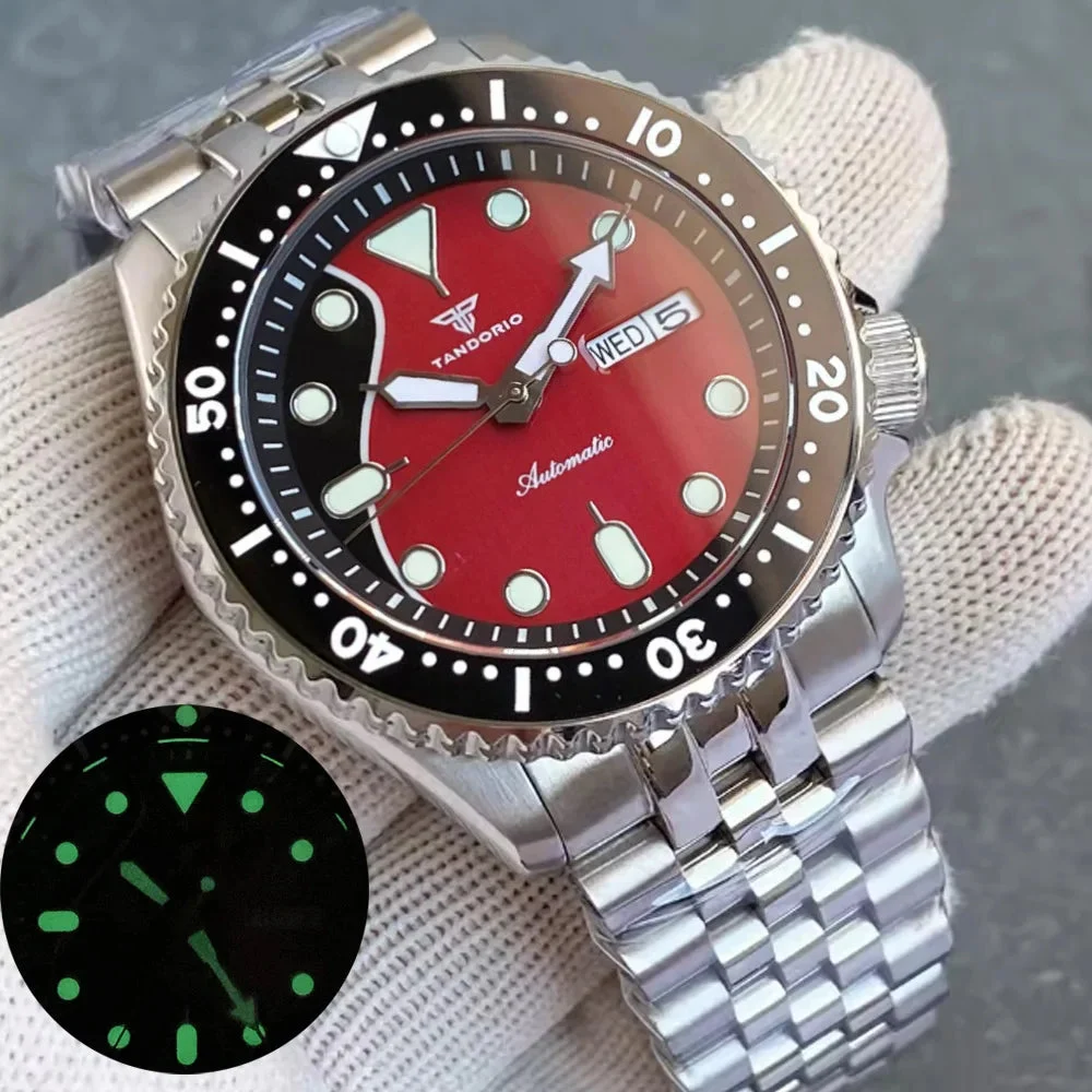 Tandorio Watches Tandorio Skx Mod NH35A TD217A Diver Watch 41mm 3.8 Crown 120 Clicks Bezel 20bar Sapphire 14:200005100#black insert 41 mm kol saati