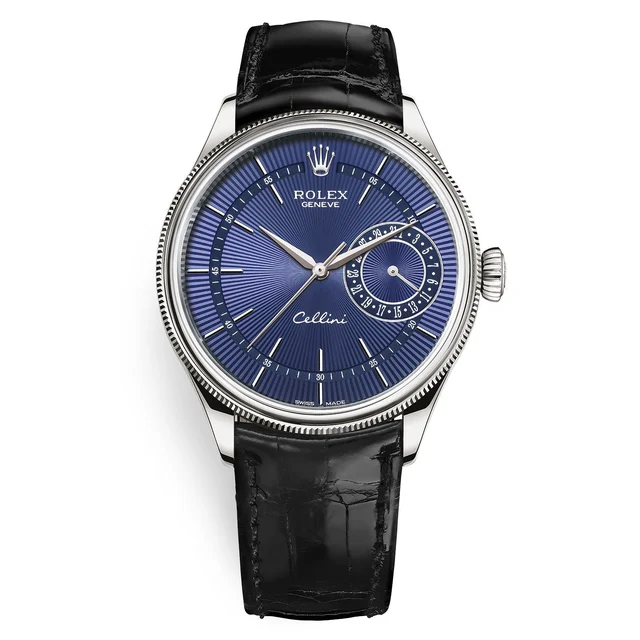 Rolex Cellini 50519 Blue Dial Leather Strap Date 39mm W Rolex Cellini 50519 Blue Dial Leat