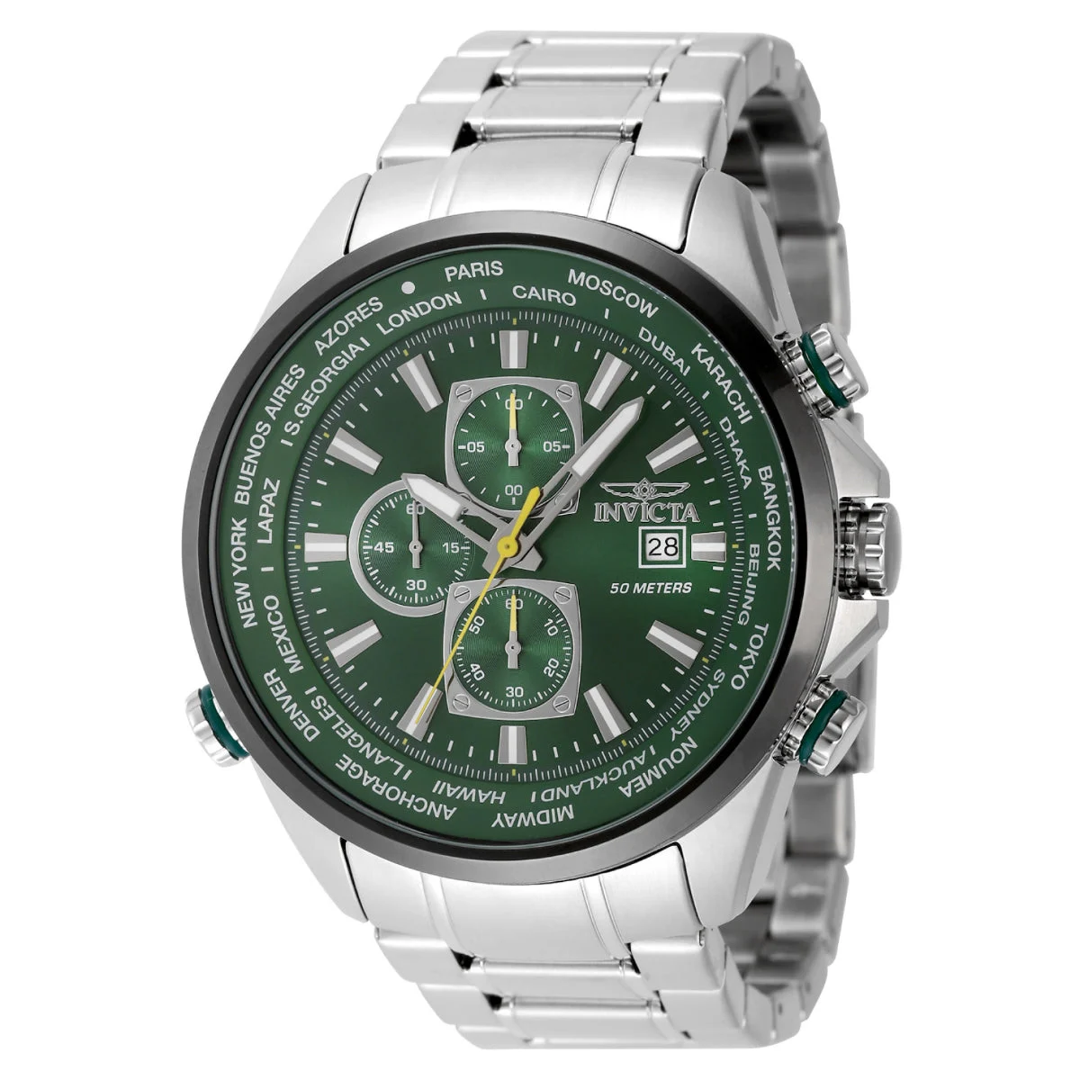 Invicta Aviator Interceptor Watch - 50mm. Steel (49078) 50 mm kol saati