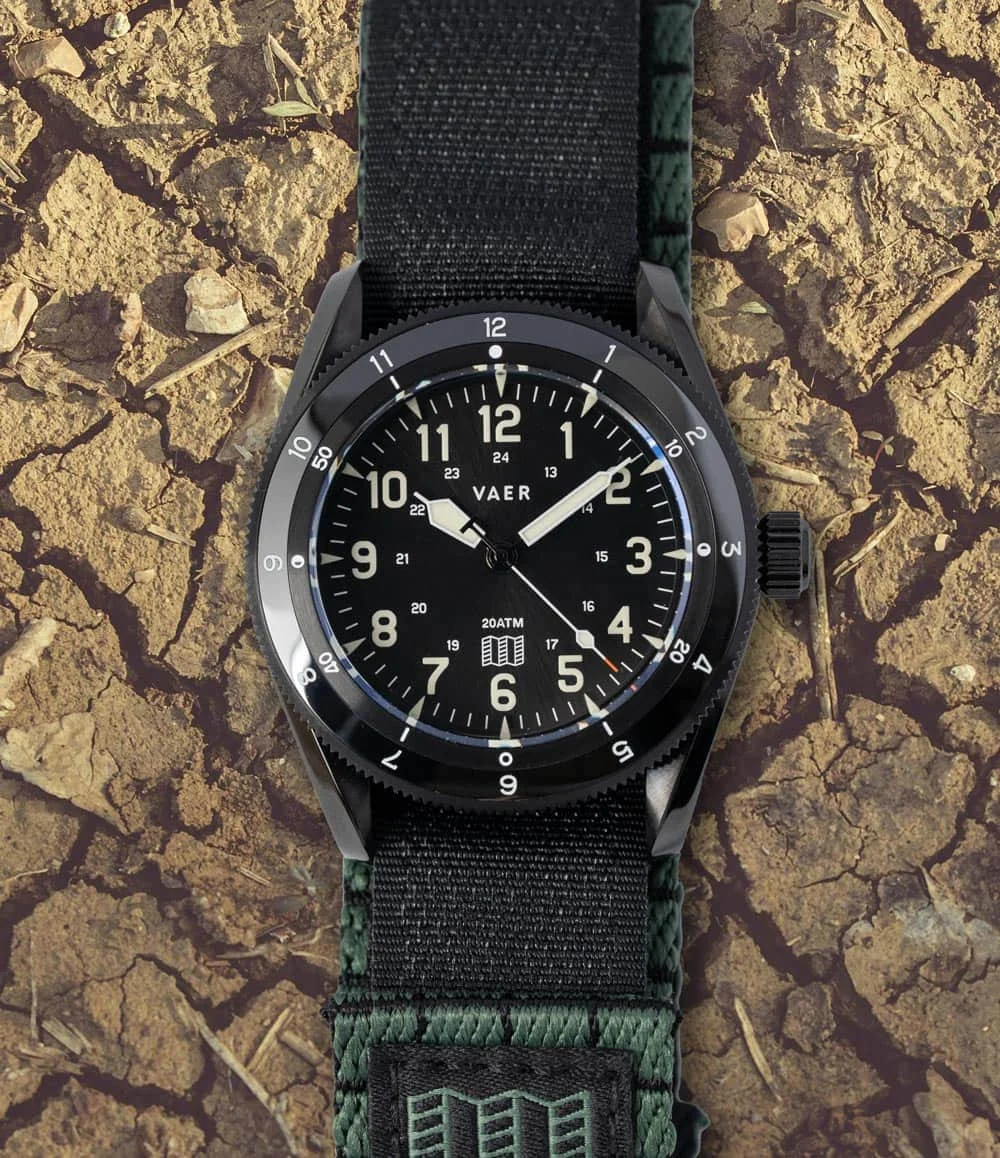 Vaer Topo Designs x Worn & Wound Solar Hiker VTWSH-G 38 mm kol saati