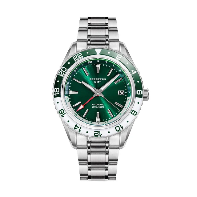 Sugess Seestern S456 GMT Automatic Burst Green Dial Automatic kol saati