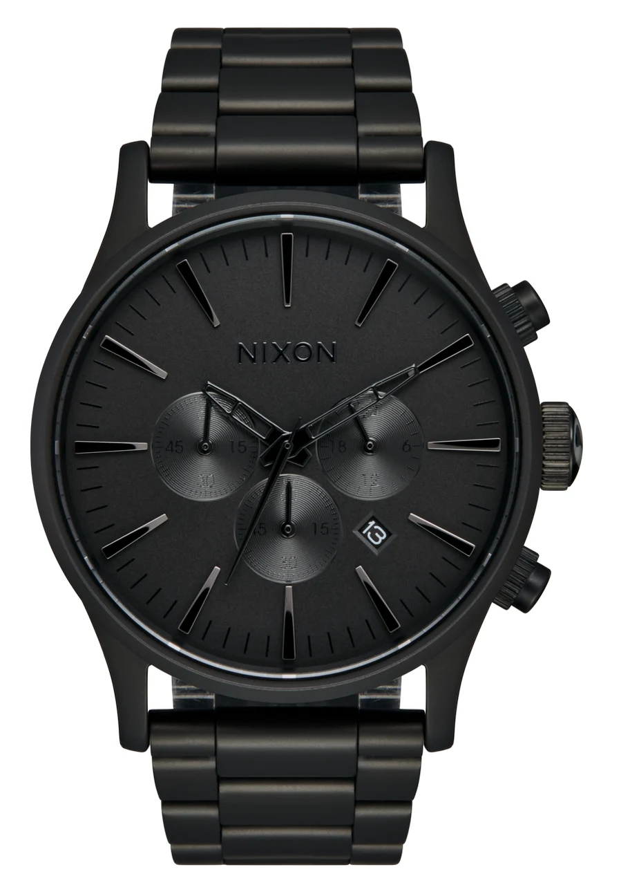 Nixon US Sentry Chrono - All Matte Black/Polished Black A1390-3256-00 42 mm kol saati