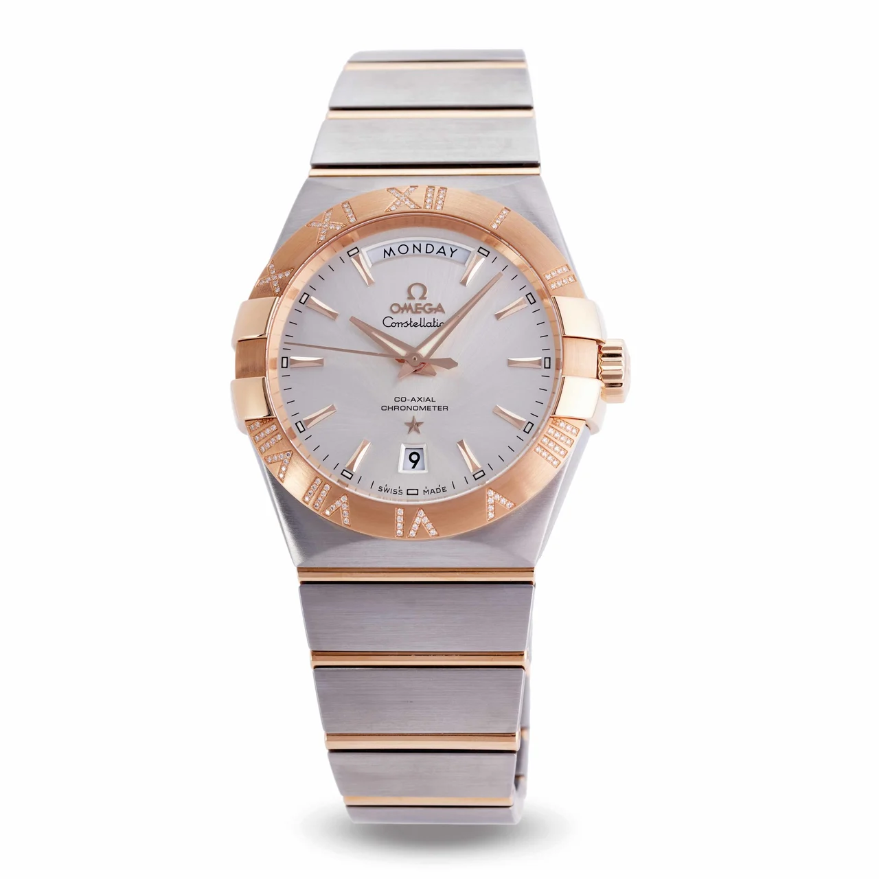 OMEGA OMEGA, REF. 123.25.38.22.02.001, NEW OLD STOCK, STEEL AND 18K PINK GOLD 38 mm kol saati