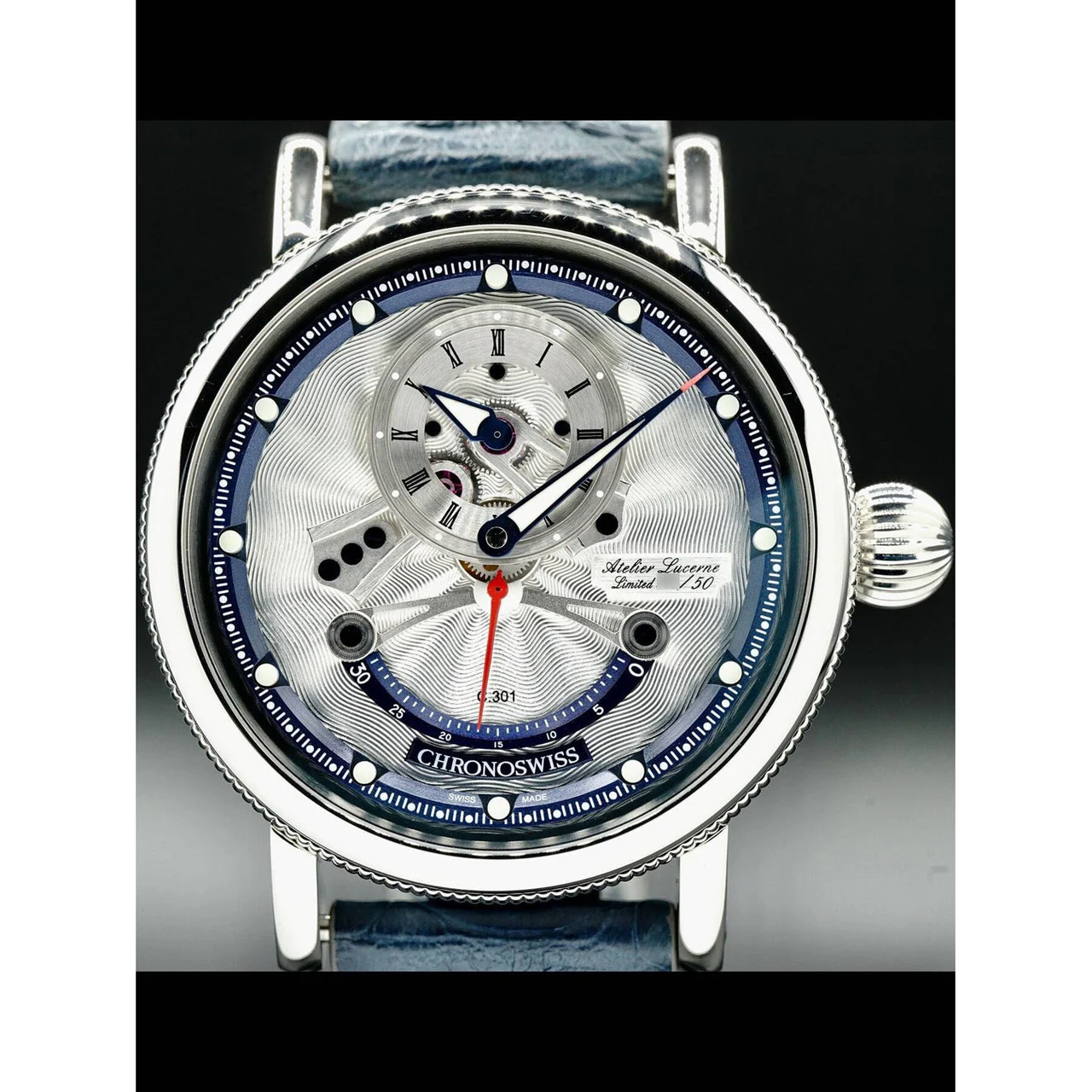 ChronoSwiss Flying Grand Regulator Open Gear ReSec Silver Blue CH-6923-SIBL 210000032148 44 mm kol saati
