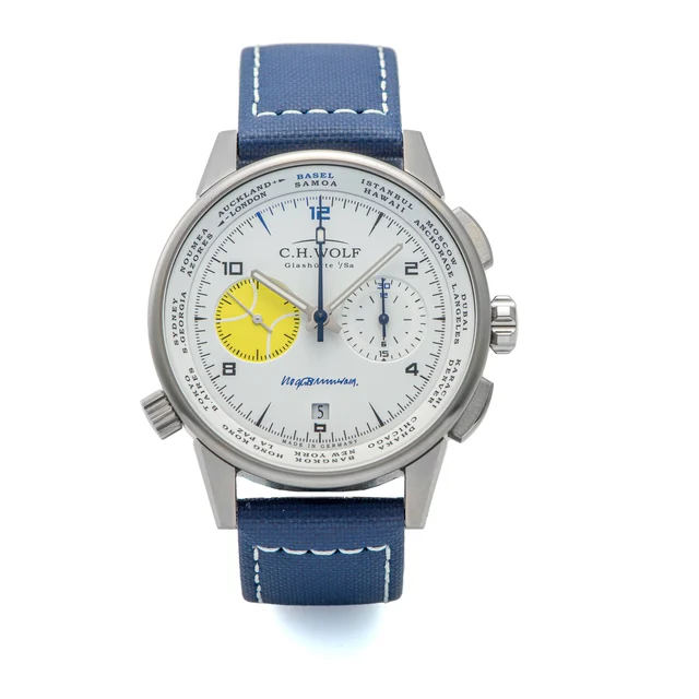 C. H. Wolf Ref. 45-0079, self-winding, fly-back “retour en vol” chronograph, coaxial minut