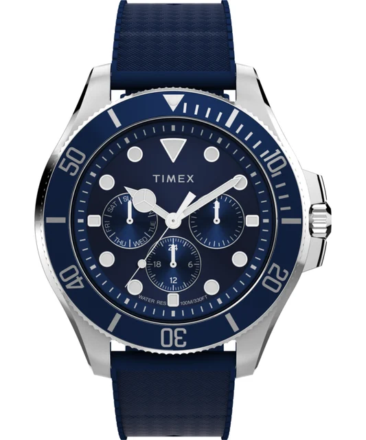 Timex Harborside Coast Multifunction 43mm Synthetic Rubber Strap Watch TW2Y33400 kol saati