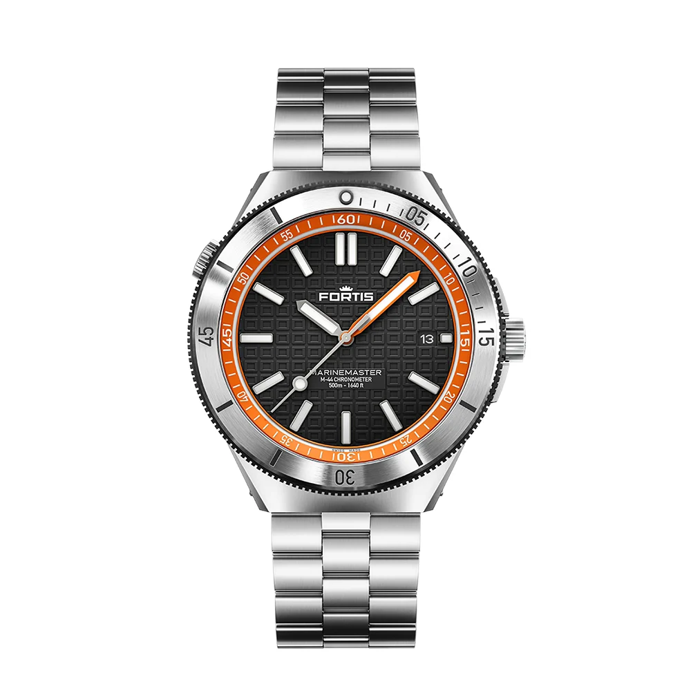Fortis Marinemaster M-44 Amber Orange on Block bracelet Fortis • Marinemaster M-44 Amber Orange on Block bracelet 44 mm kol saati