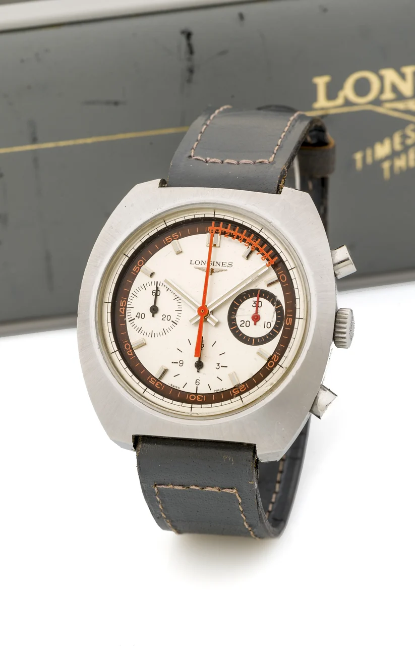 Longines LONGINES, REF. 8271, NONIUS CHRONOGRAPH, VAL. 72 A fine, manual wind stainless steel chronograph wristwatch kol saati