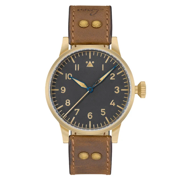 Laco Memmingen Bronze Type A Dial Swiss Mechanical Pilot Watch with Sapphire Crystal #8621