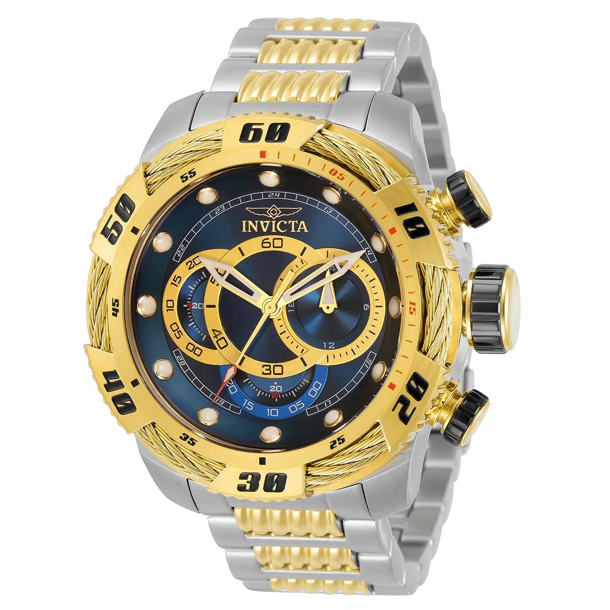 Invicta Speedway Finish Line Watch - 50mm. Steel, Gold (34160) 50 mm kol saati