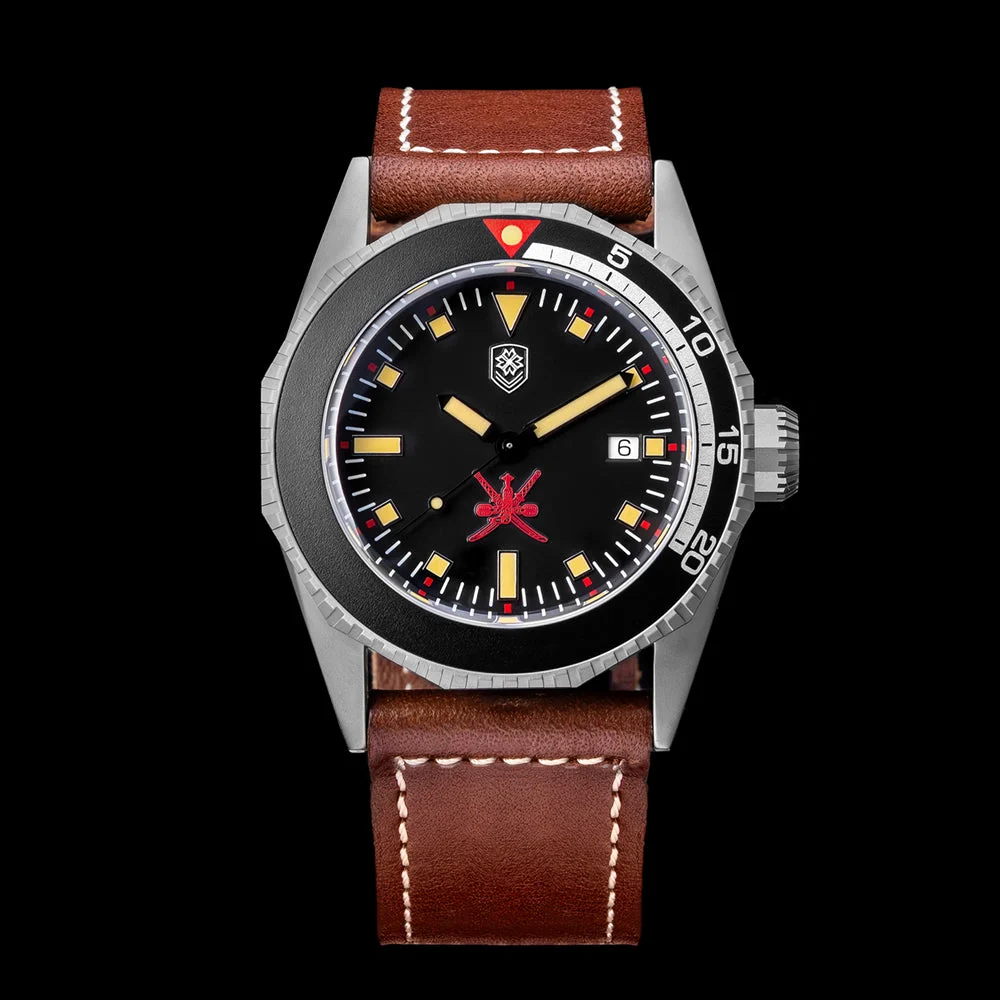 THORN Vintage Titanium Automatic Dive Watch 西溜-T019- 阿曼匕首副唛 - 棕皮带 830 49.6 mm kol saati