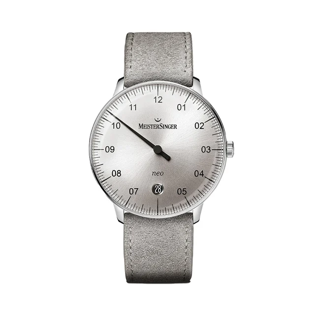 Meistersinger Neo Automatic 36mm - Silver on Velour Leather Strap NE901_SV16 kol saati