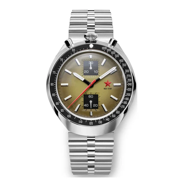 Red Star Bullhead Mechanical Chronograph with Cream Dial #8597G-3 kol saati