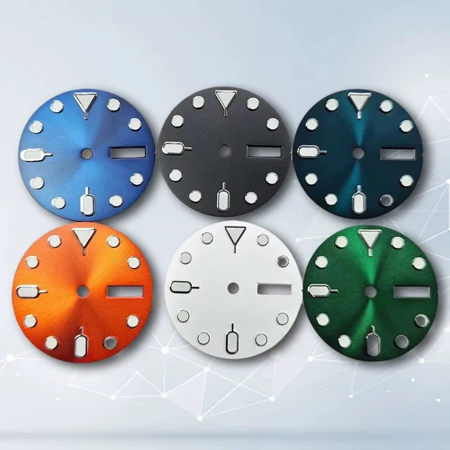 Tandorio Dial green luminous Day Date Window For 3.3.8.4.2 Crown Skx007 Style 598526261358
