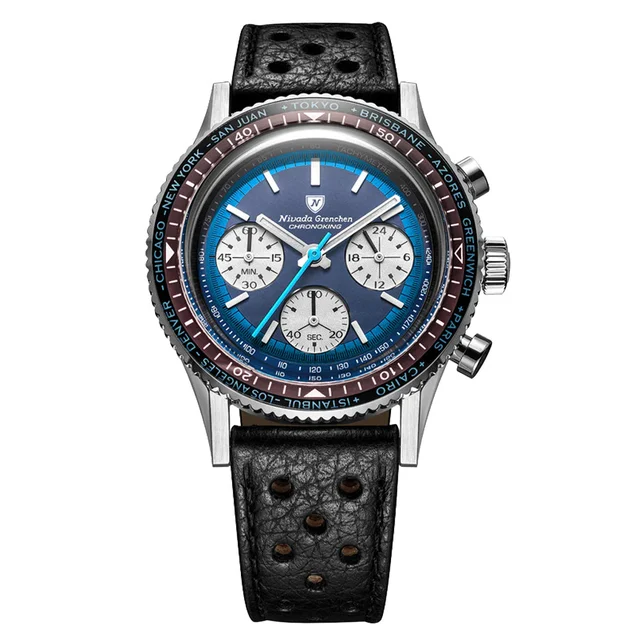 Nivada Grenchen Chronoking Racing Blue Lagoon Chronograph #87054Q10 kol saati