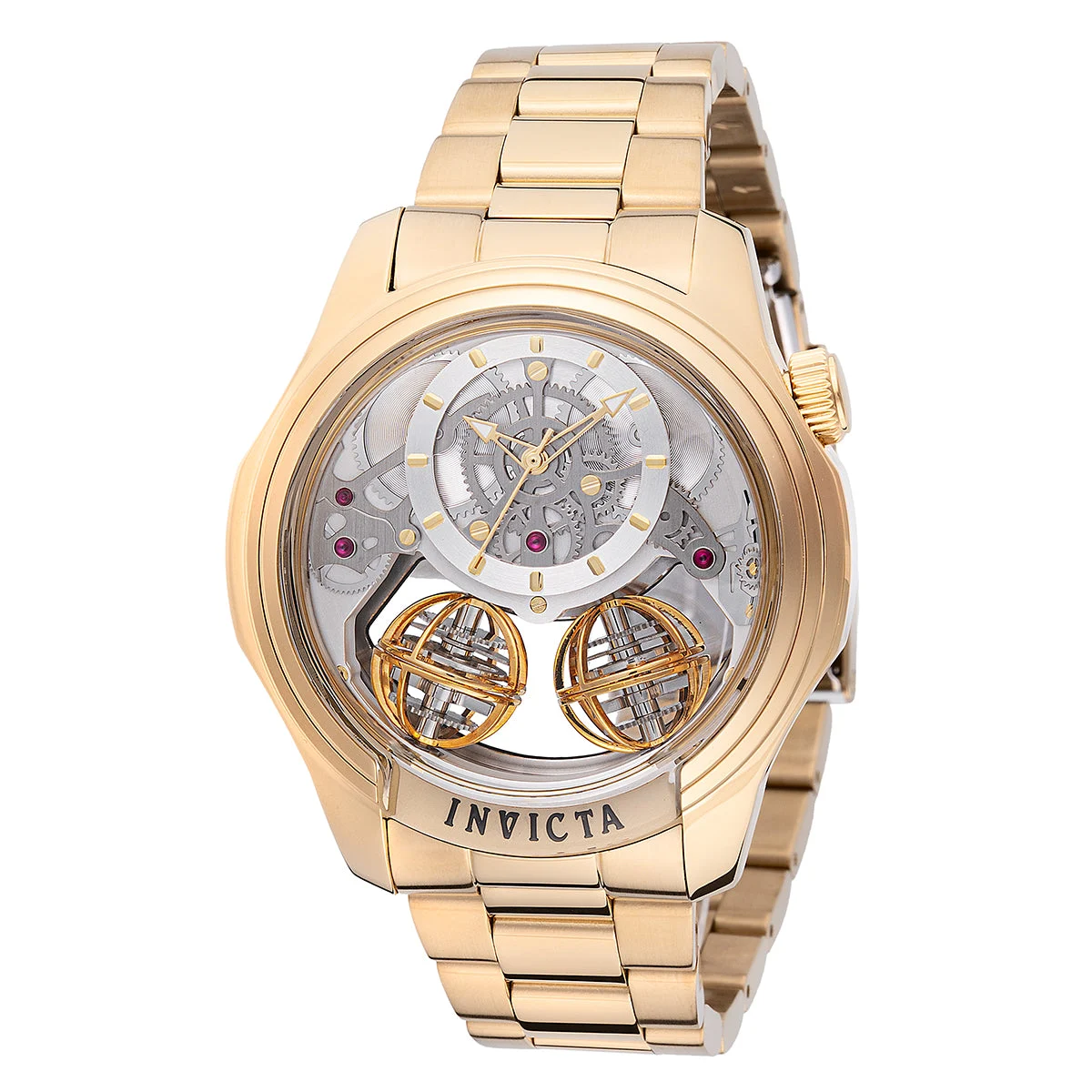 Invicta Specialty Twin Axis Watch w/ Skelenton Dial - 46mm. Gold (48900) 46 mm kol saati