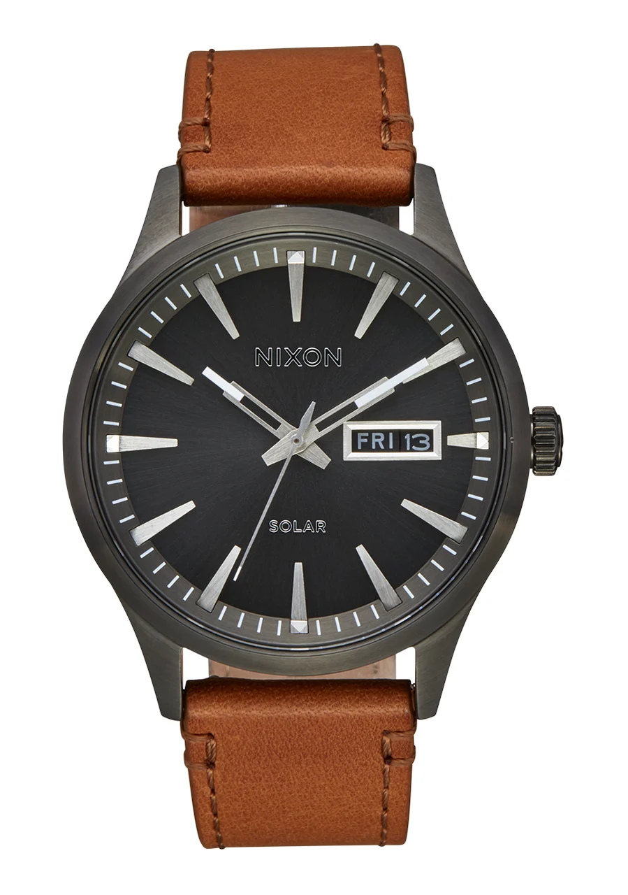 Nixon US Sentry Solar Leather - Gunmetal A1347-131-00 40 mm kol saati