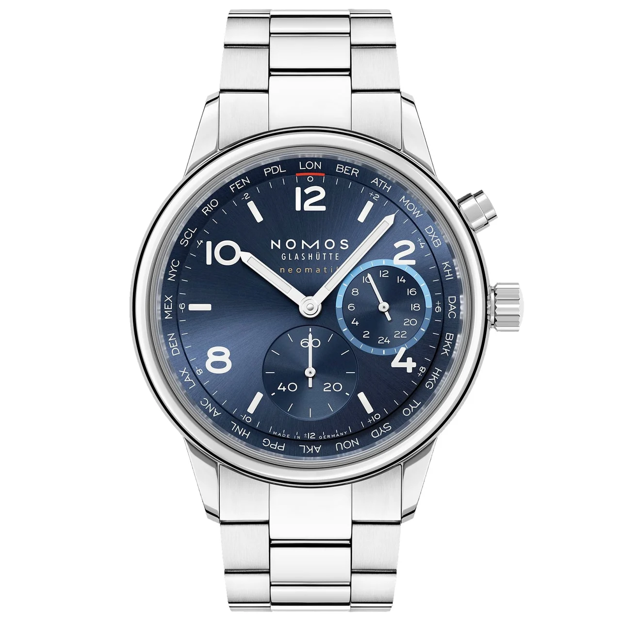 NOMOS Glashütte Club Sport Neomatik Worldtimer Blue 790.SB kol saati
