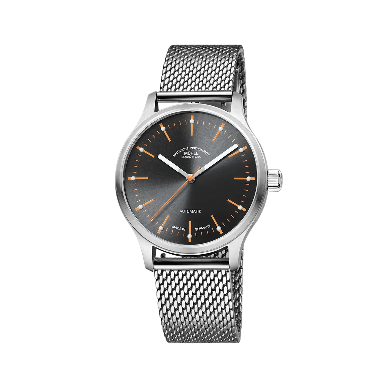 Muhle Glashutte Panova 40mm - Grey on Stainless Steel Milanaise Bracelet M1-40-75-MB-II 40 mm kol saati