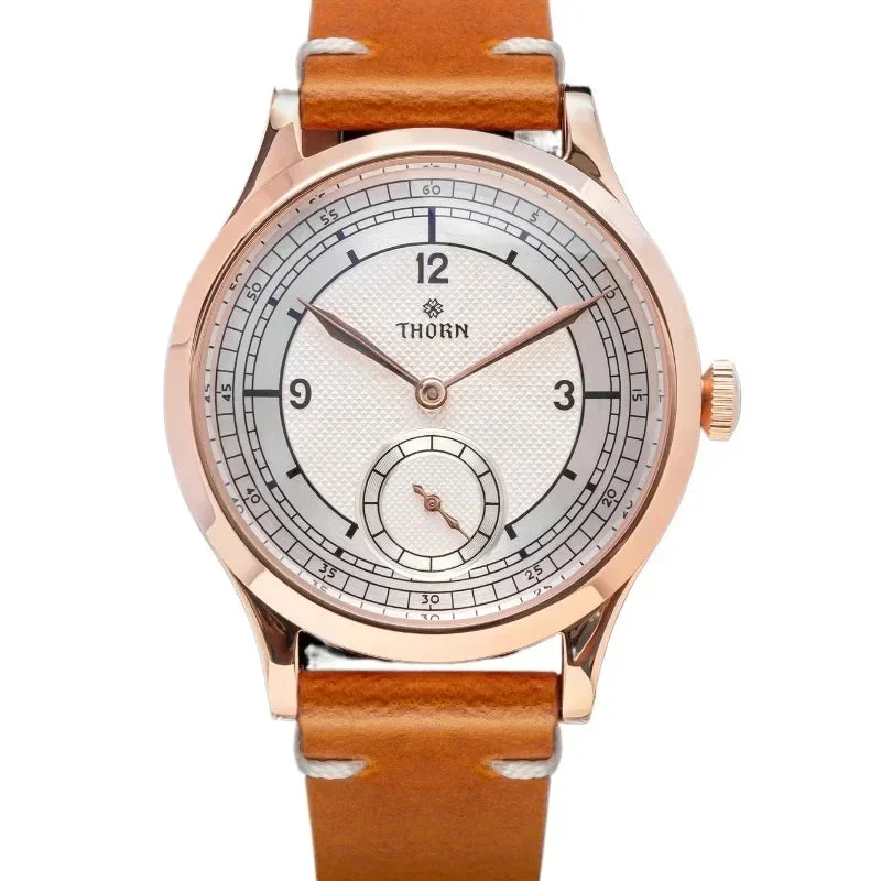 Tandorio THORN Too1 quartz Sub Second Watch 37mm Case 3ATM AR Sapphire Pilot 14:200005100#T001 WhiteNO logo 37 mm kol saati