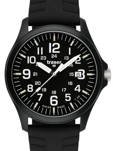 Traser Officer Pro Black PVD Steel Case Watch with a Sapphire Crystal #107103 kol saati