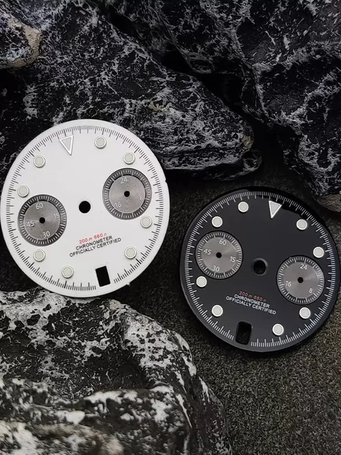 Tandorio Dial for VK64 movement luminous Chronograph quartz 2 eyes modification accessorie