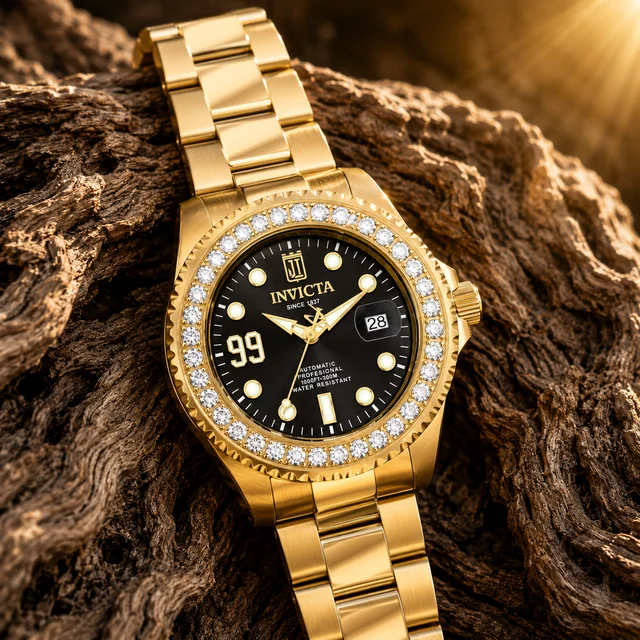Invicta Stradore 3.6 CT LG Diamond Automatic Watch - 47mm, Gold (51314) kol saati