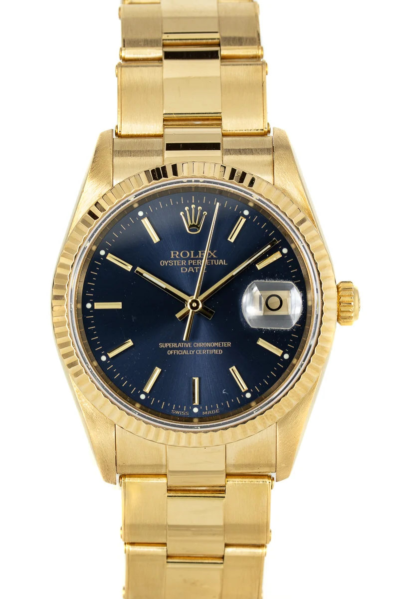 Rolex Date Ref. 15238 Blue dial 34 mm kol saati