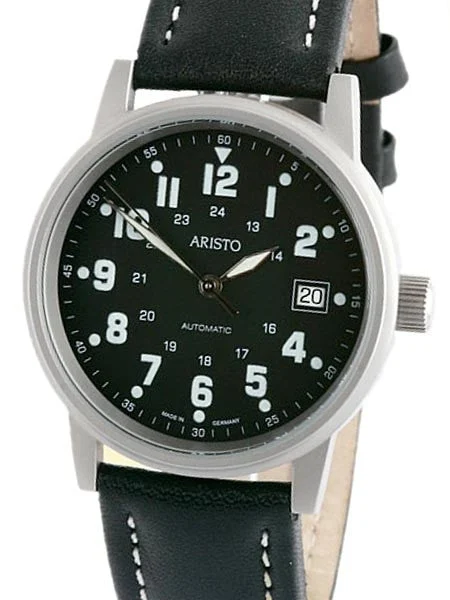 Aristo Black Dial Military Style Swiss Automatic Watch 3H110 kol saati