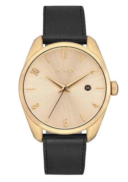Nixon US Thalia Leather - Light Gold / Black A1343-2498-00 kol saati