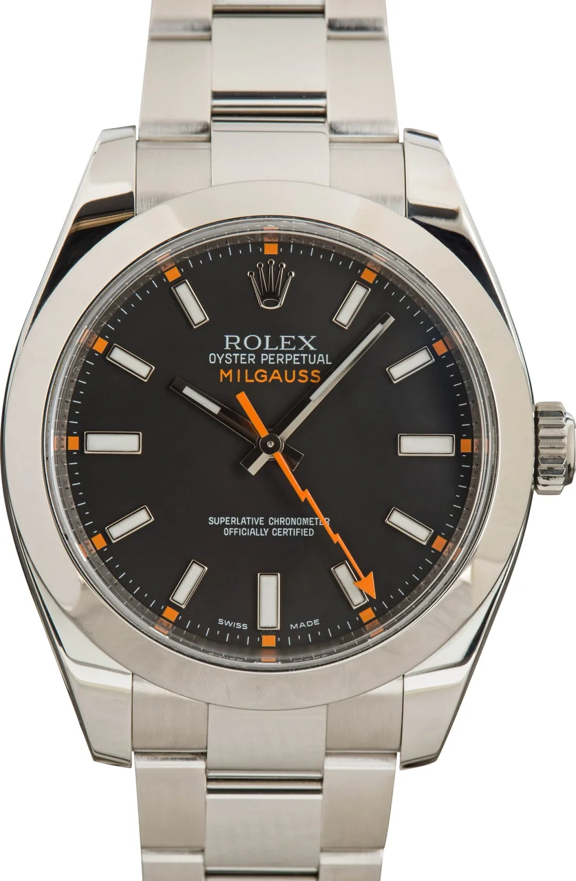 Rolex Milgauss 116400 Black and Orange 116400BKSO 40 mm kol saati