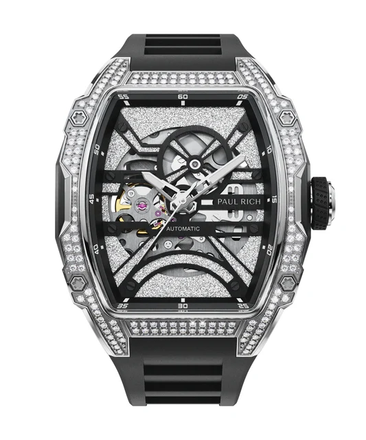 Paul Rich Astro Skeleton 5188Clabdiamondssilverblack kol saati