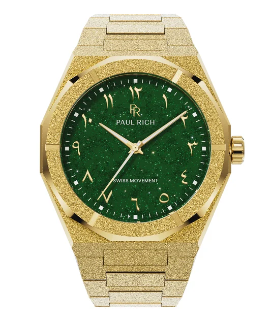 Paul Rich Frosted Star Dust II PR99II Arabic - Gold Green kol saati